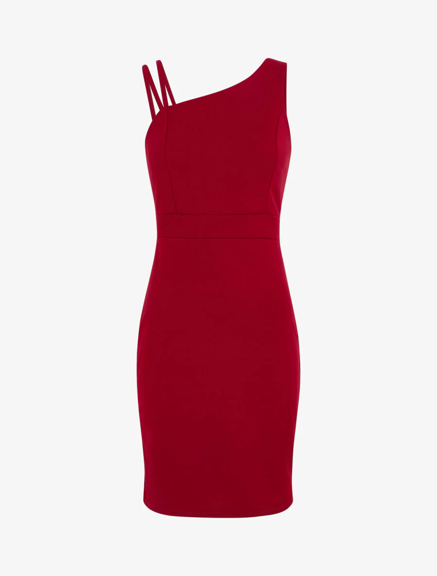 Shift-jurk met asymmetrische schouderbandjes - Rood - Image 2