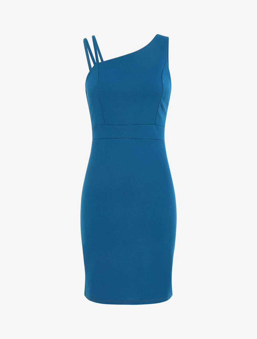 Shift-jurk met asymmetrische schouderbandjes - blauw - Image 2