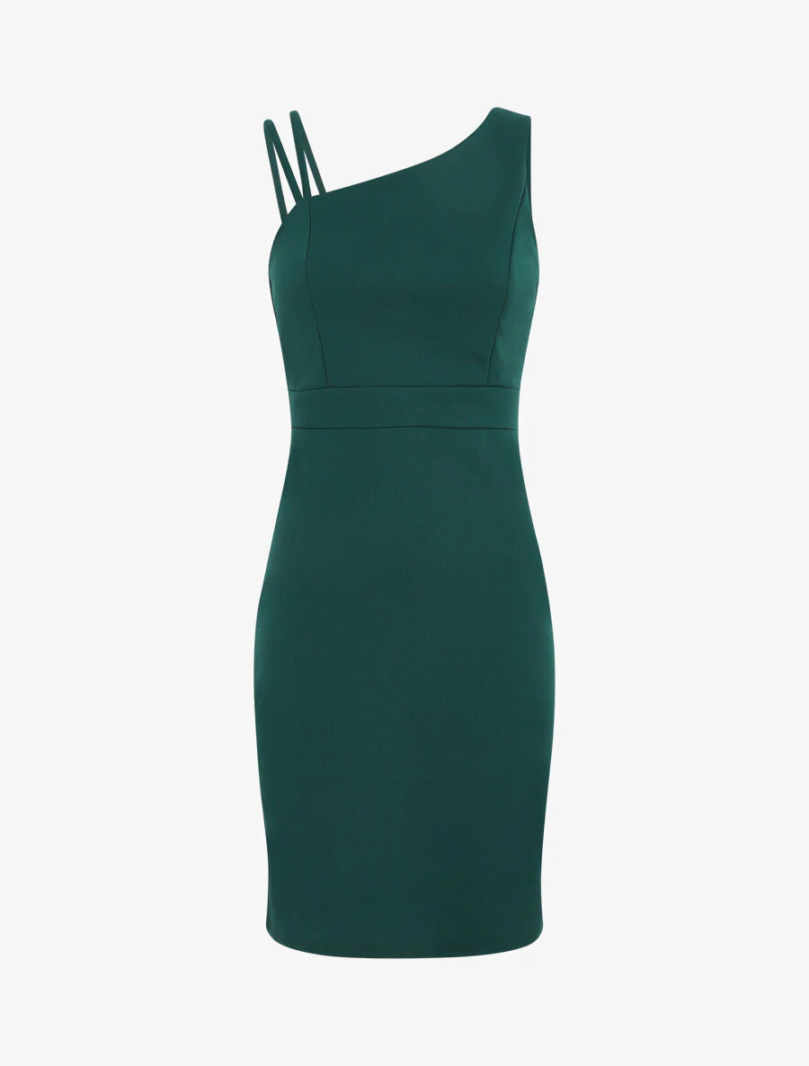 Shift-jurk met asymmetrische schouderbandjes - Dennengroen - Image 2