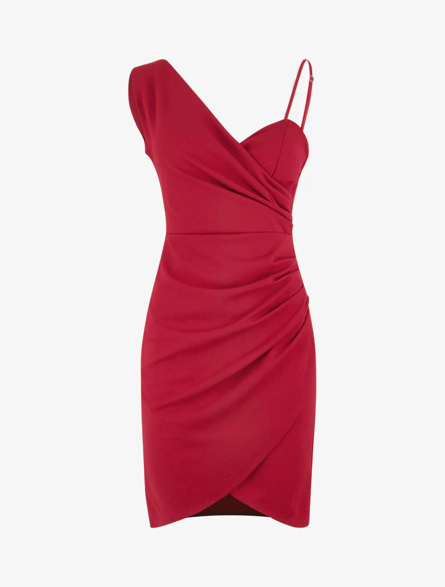 Shift-jurk met asymmetrische schouderbandjes - rood - Image 2