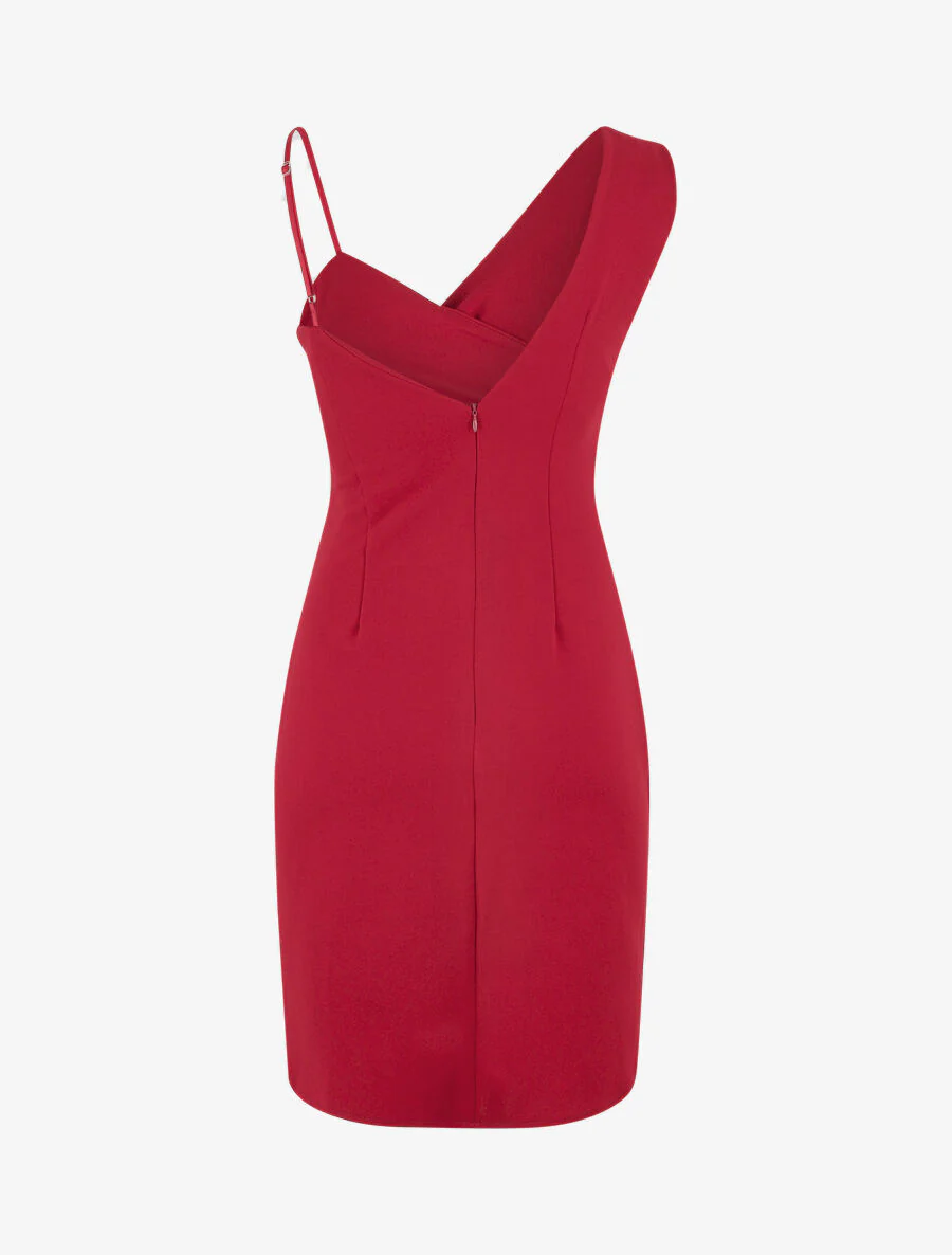 Shift-jurk met asymmetrische schouderbandjes - rood - Image 3