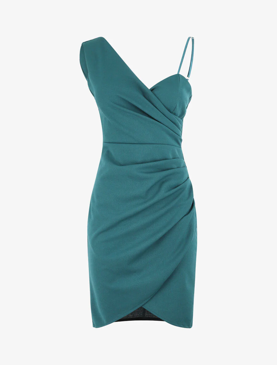 Shift-jurk met asymmetrische schouderbandjes - Blauwgroen - Image 2