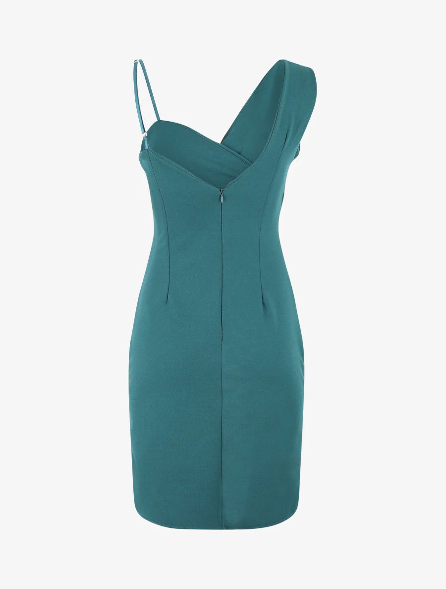 Shift-jurk met asymmetrische schouderbandjes - Blauwgroen - Image 3