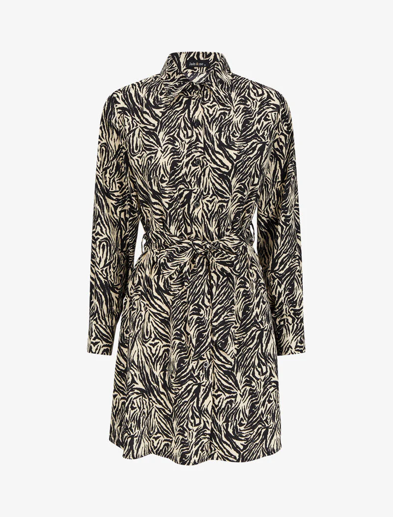 Zebra print overhemdjurk - Wit/zwart