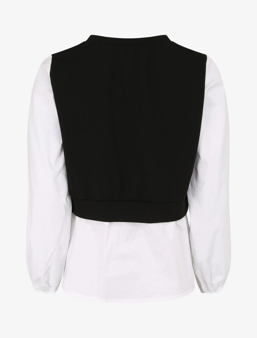 Shirtstijl trui met optische illusie - Wit - Image 2