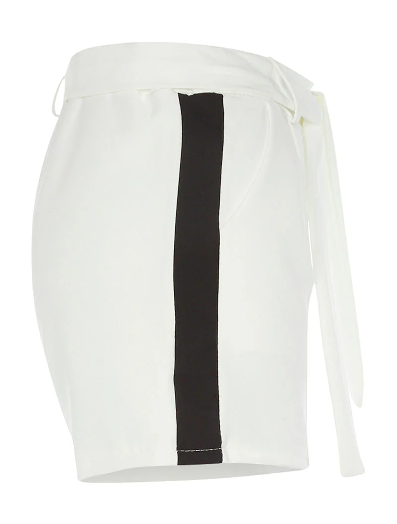 Short met brede gekleurde lijnen - wit/zwart - Image 3
