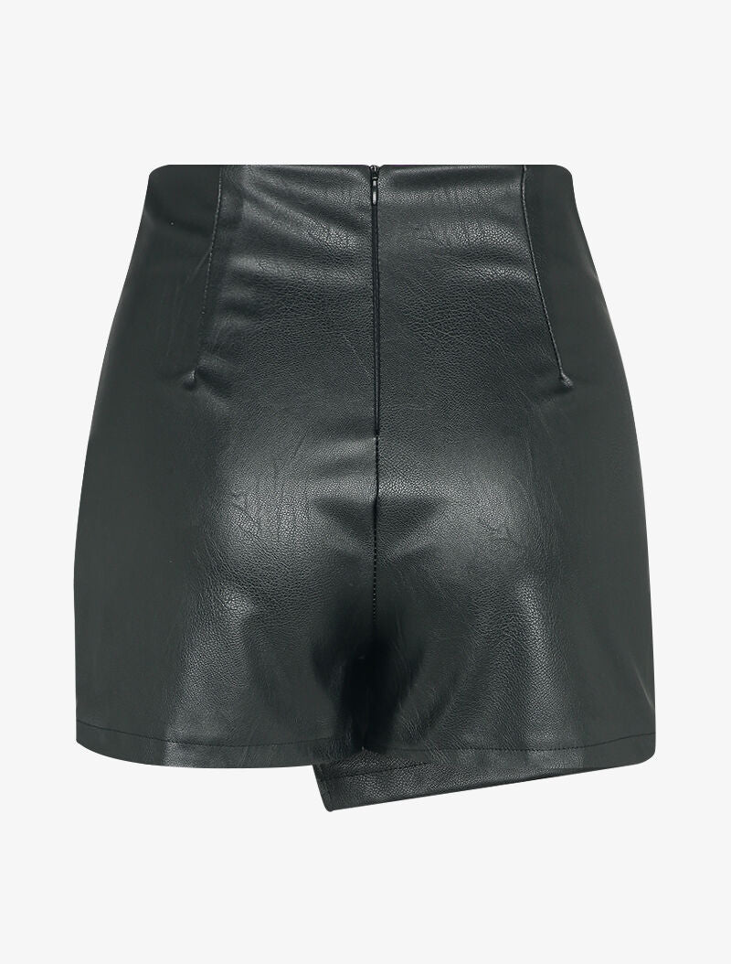 Short in imitatie trompe-l'oeil rok - Zwart - Image 2