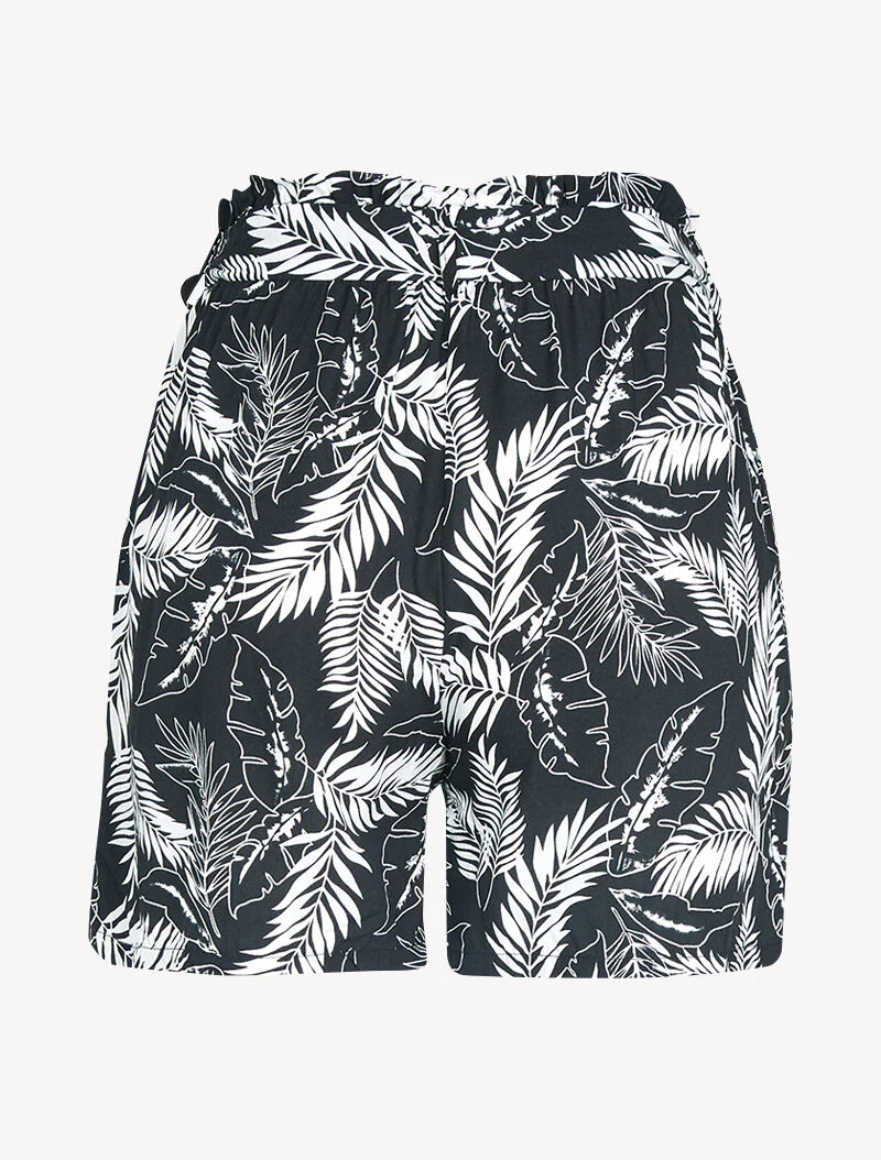 Short met bladprint - zwart - Image 2