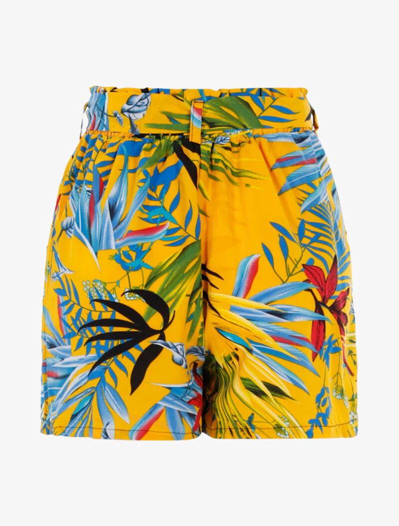 Short met bladprint - geel/blauw - Image 2