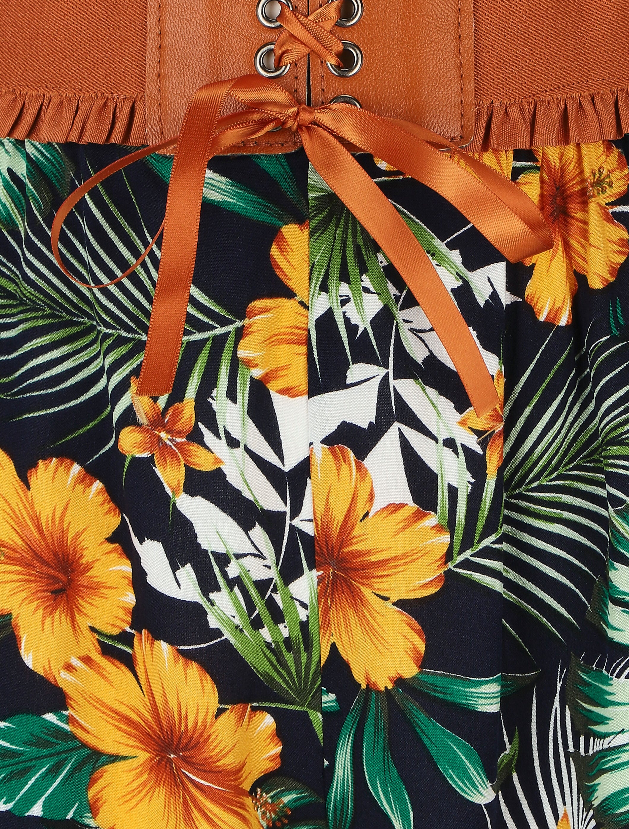 Short met hoge taille in corsetstijl met bloemenprint - Marineblauw - Image 3