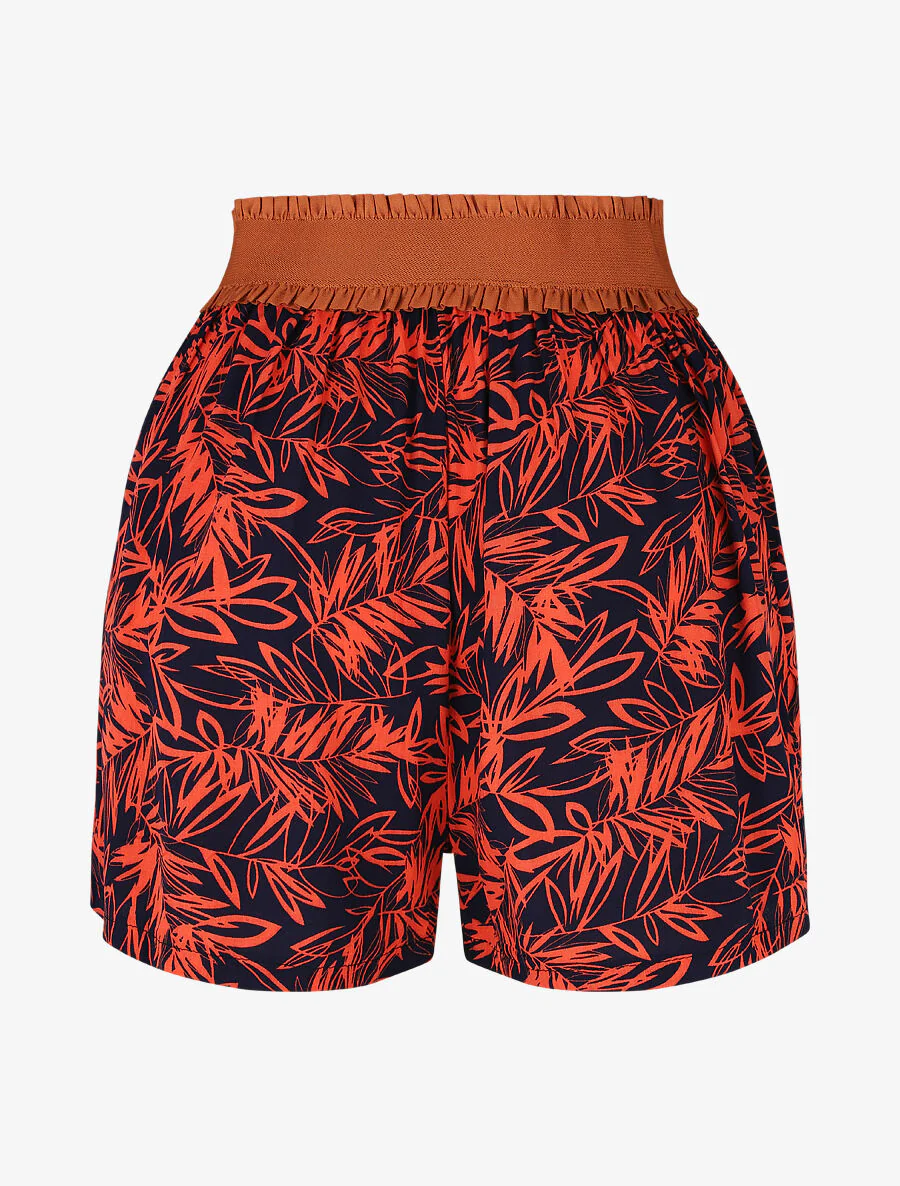 Short met hoge taille in korsetstijl met tropische print - rood - Image 2