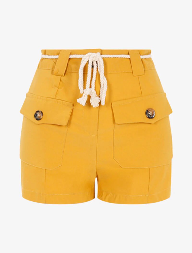 Short met opgestikte zakken - geel