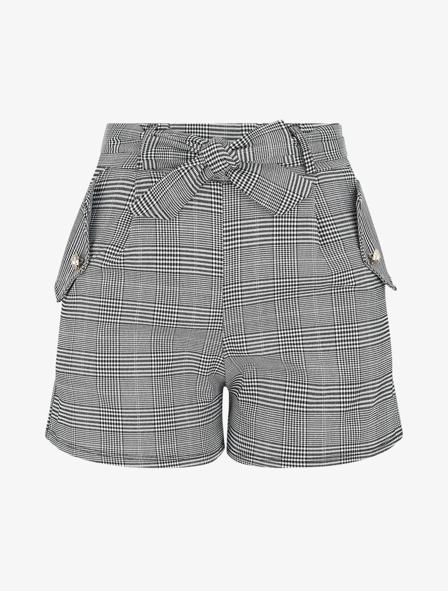 Short met Prince of Wales-ruit - Zwart