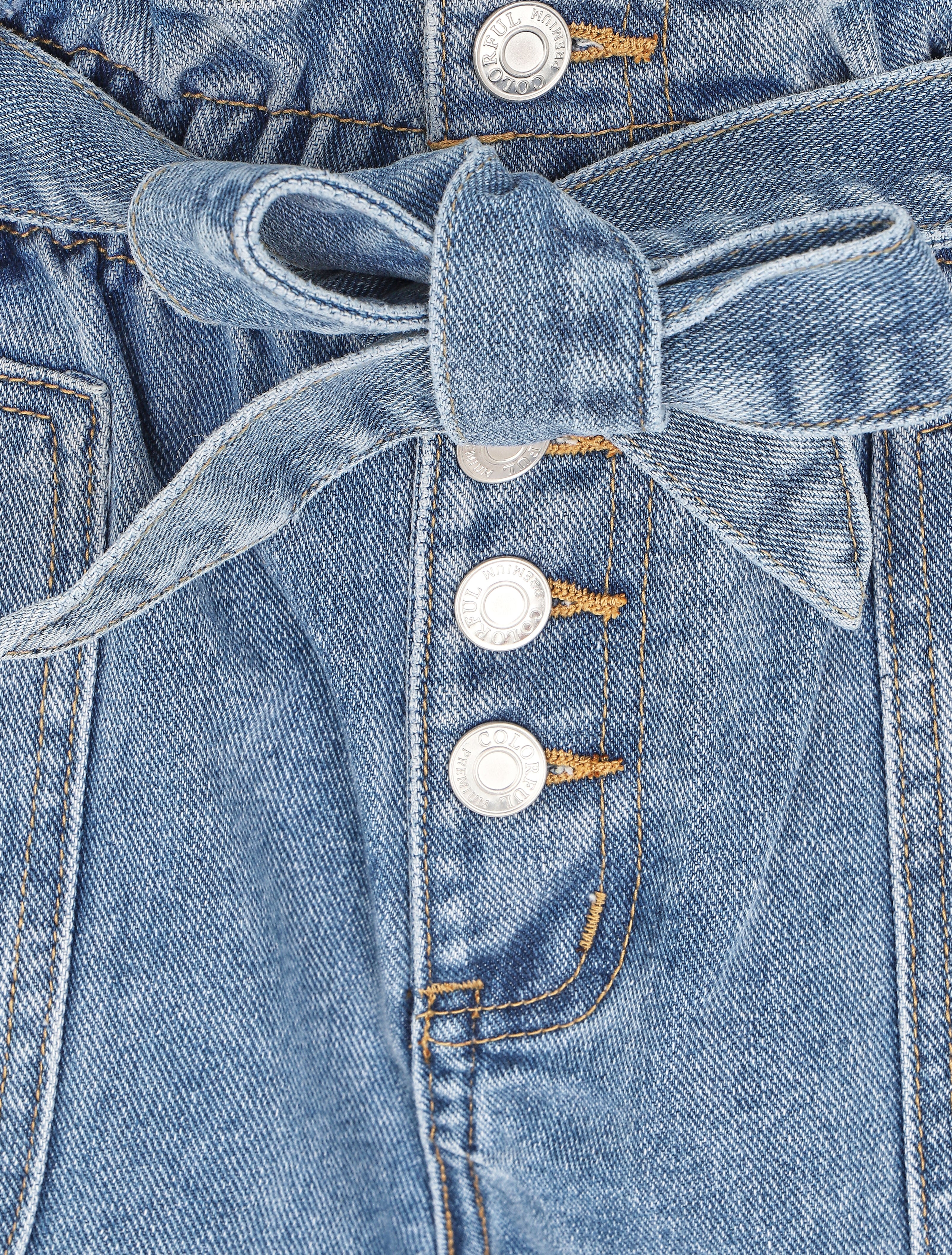 Short papieren zak hoge taille - Blauw denim - Image 3