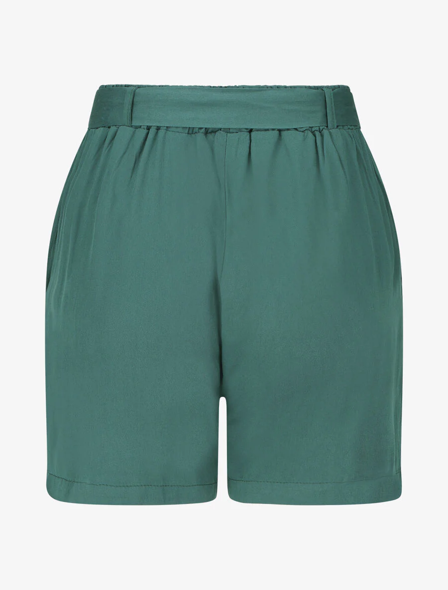 Vloeiende effen en gegespte short - Groen - Image 2