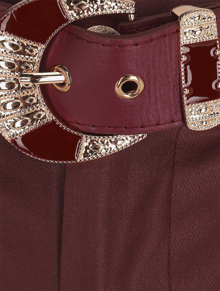 Shorts van imitatieleer met revers - Bordeaux - Image 3