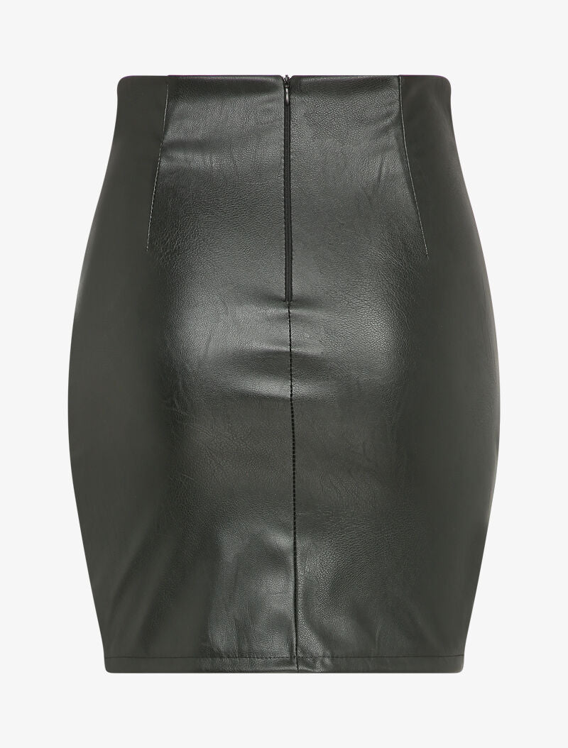 Rok in imitatieleer met gekruiste panden - Zwart - Image 2