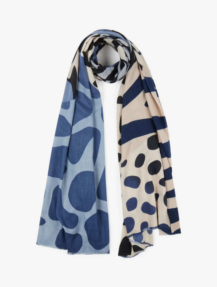 Sjaal met abstracte print - Blauw