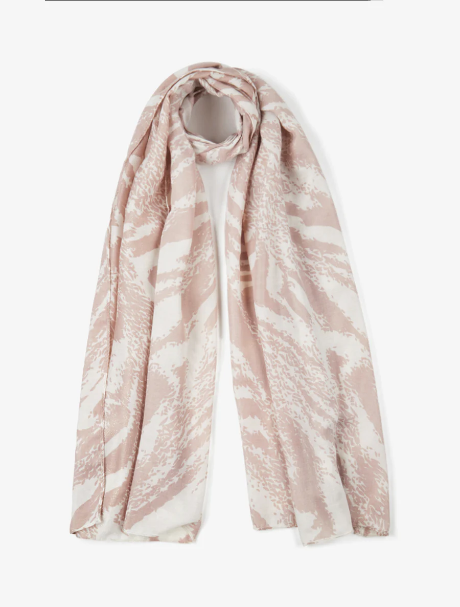 Sjaal met glinsterende abstracte print - Roze beige