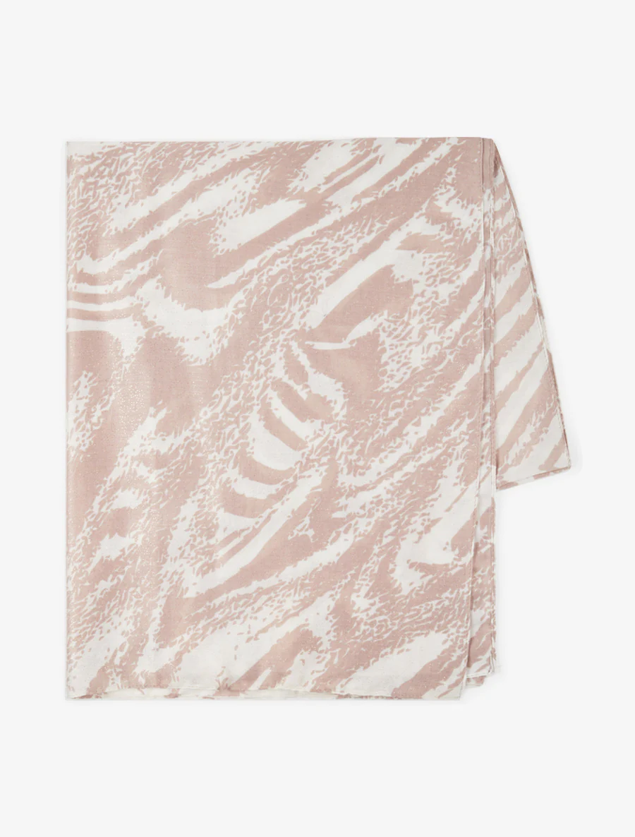 Sjaal met glinsterende abstracte print - Roze beige - Image 2