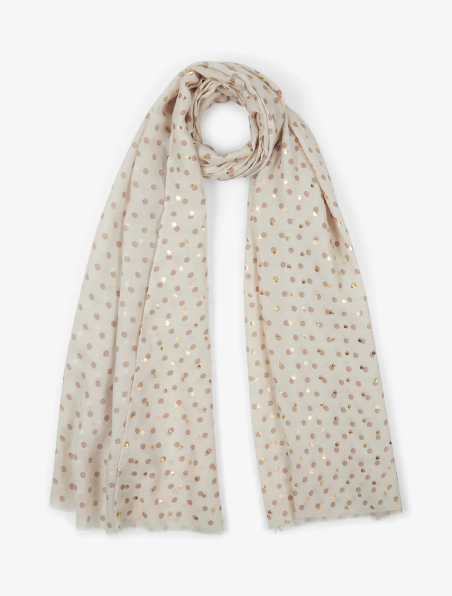 Sjaal met iriserende stippenprint - Beige