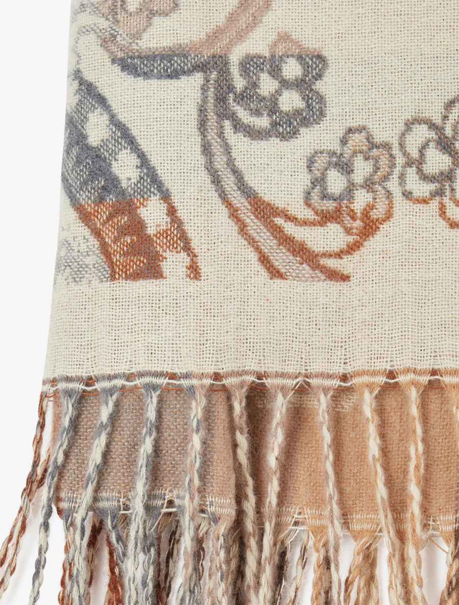 Sjaal met paisleyprint en gerafelde randen - Beige - Image 3