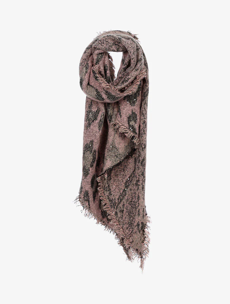 Schuine sjaal met luipaardprint - roze