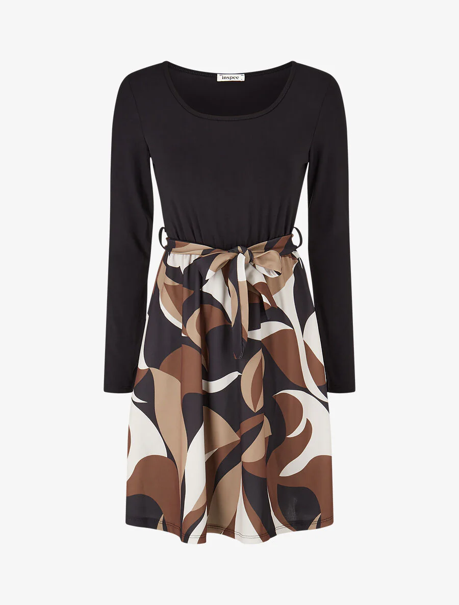 Skaterjurk met rok met print - zwart