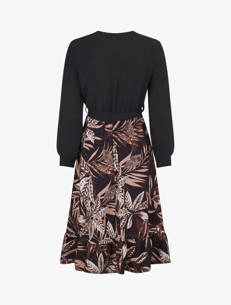 Skaterjurk met rok met tropische print - zwart - Image 2