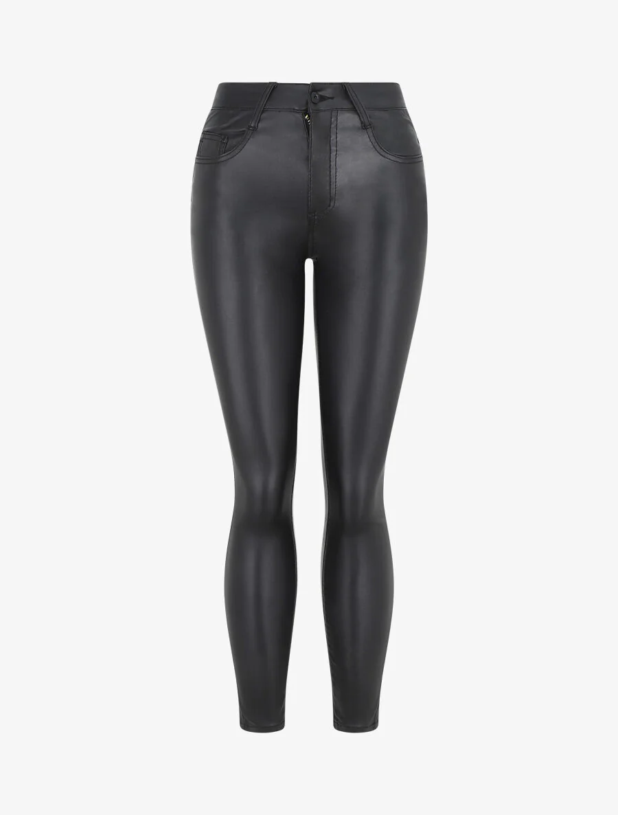 Skinny broek van imitatieleer - zwart