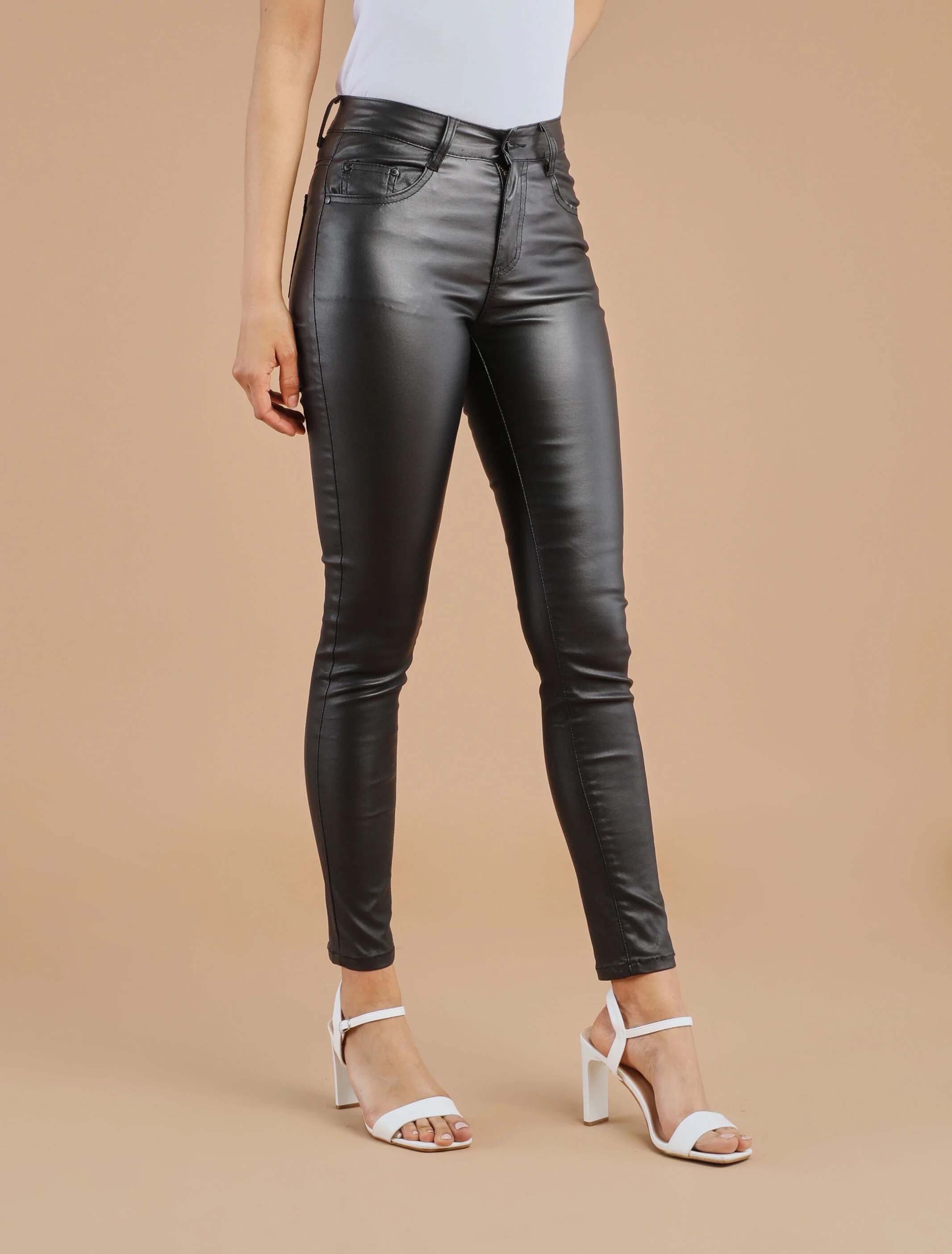 Skinny broek van imitatieleer - zwart - Image 4