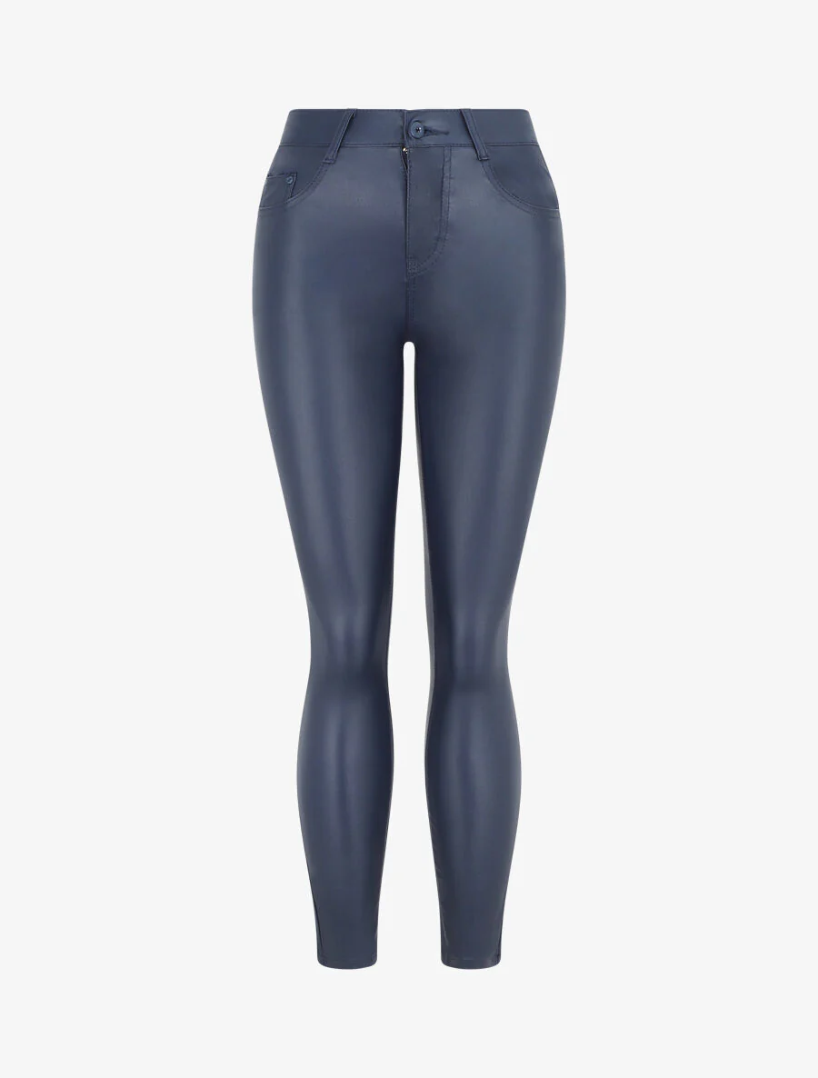 Skinny broek van imitatieleer - Marineblauw