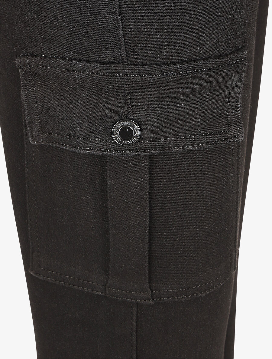 Skinny cargo jeans met hoge taille - Zwart - Image 3