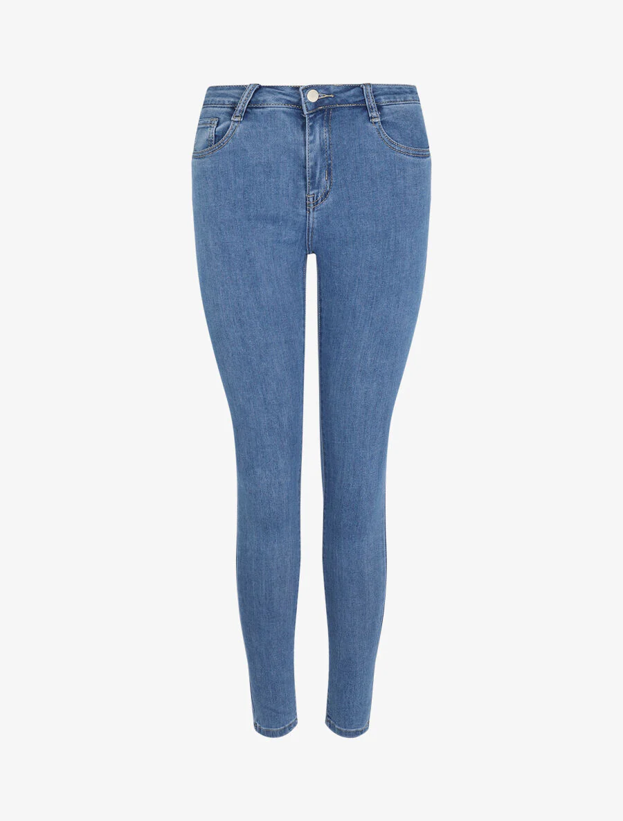 Skinny jeans effen en stretch - Blauw