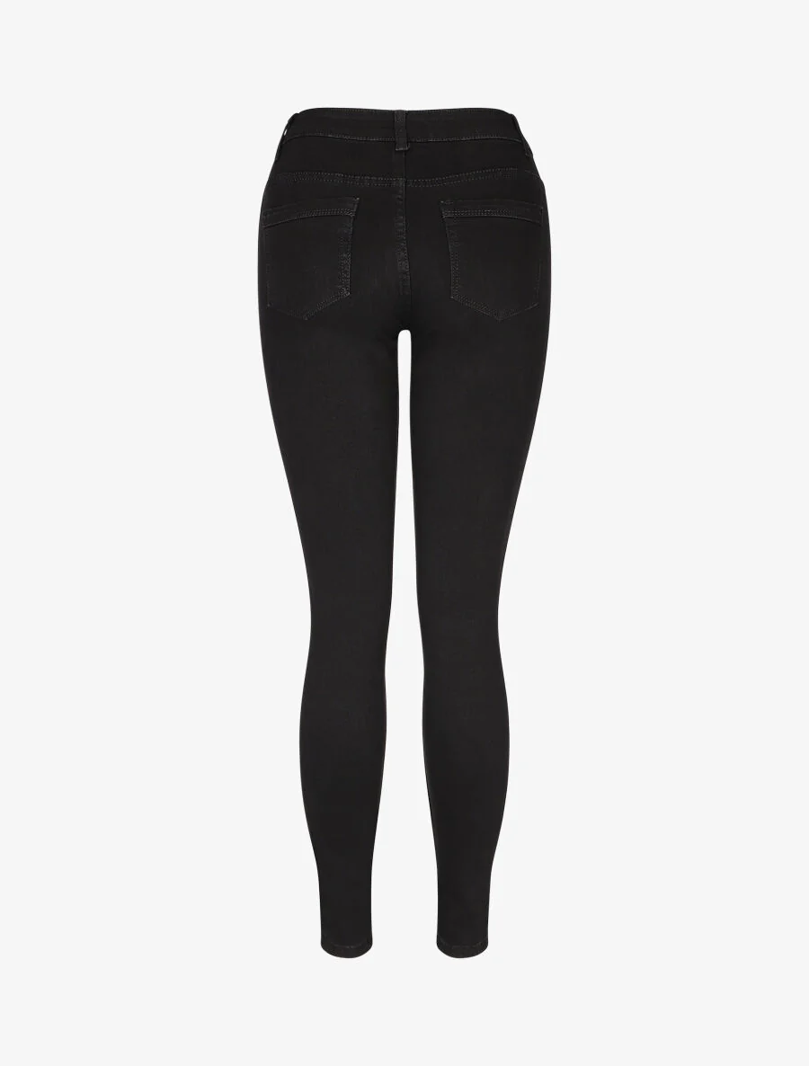 Skinny jeans effen hoge taille - Zwart - Image 2