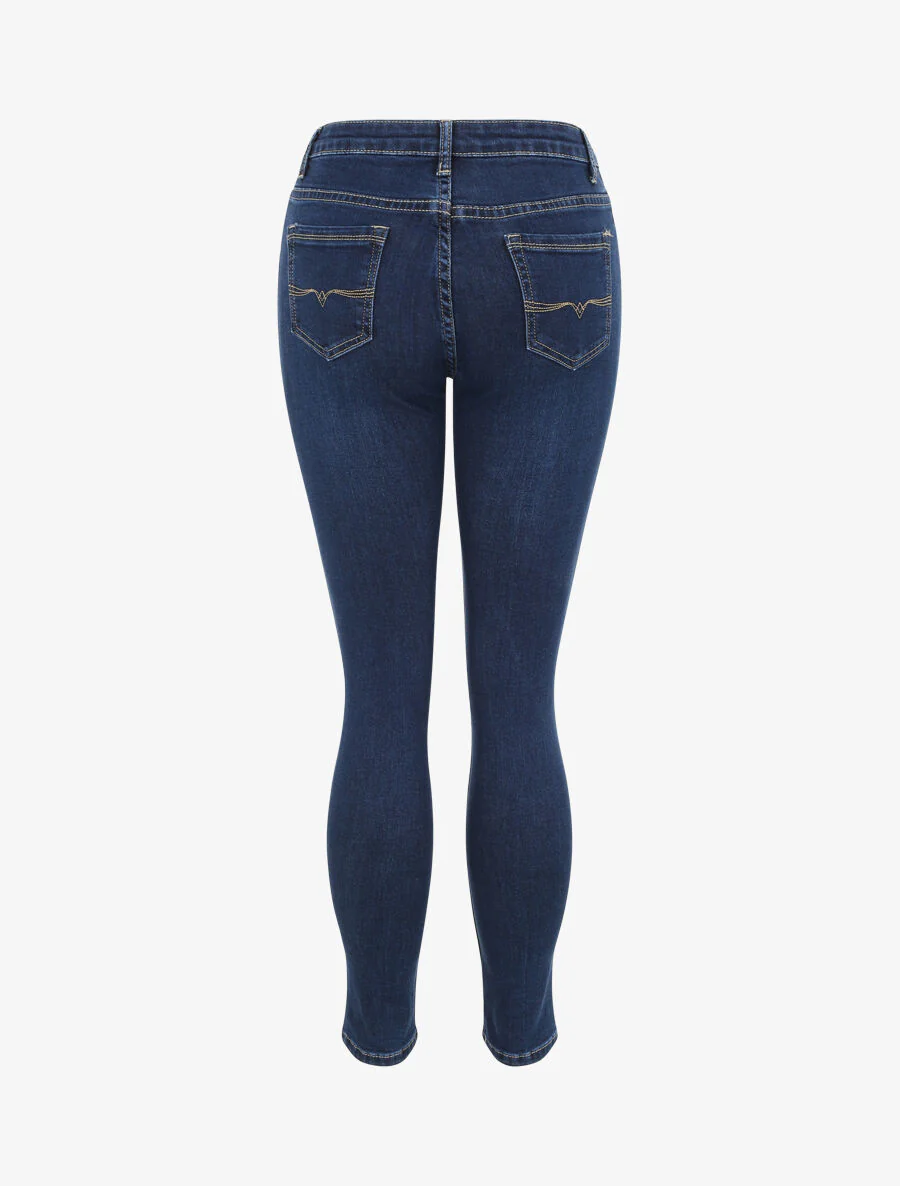 Skinny jeans met hoge taille - Donkerblauw - Image 2