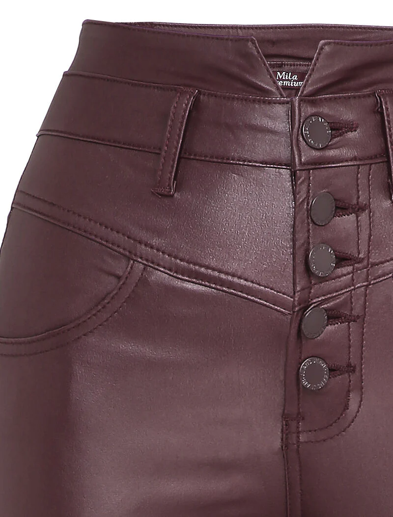 Skinny gecoate jeans - Bordeaux - Image 3