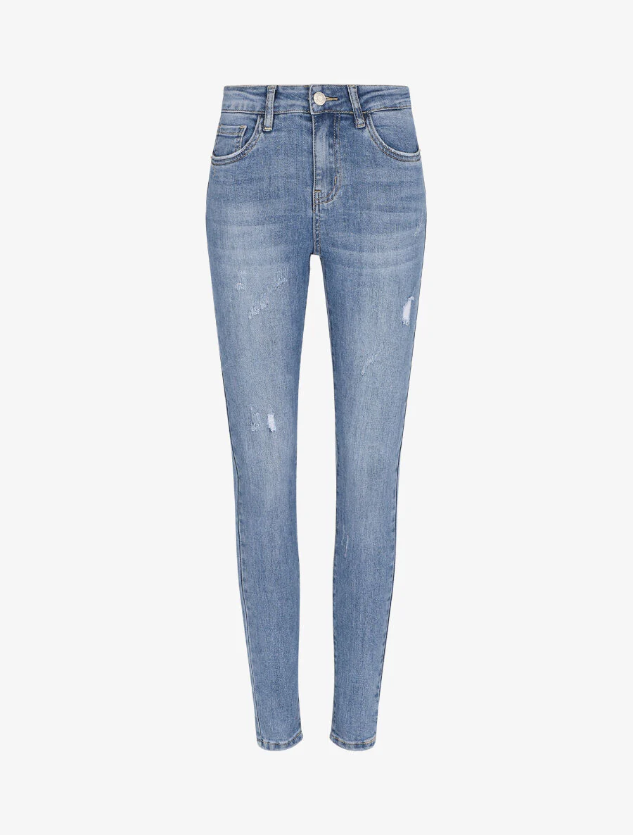 Versleten skinny jeans - Lichtblauw