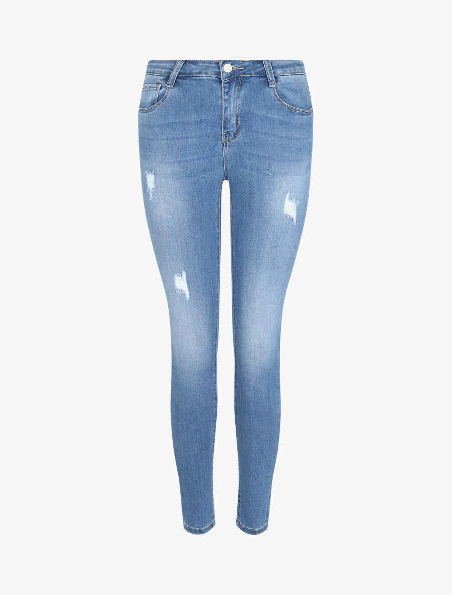 Gescheurde en vervaagde skinny jeans - Lichtblauw