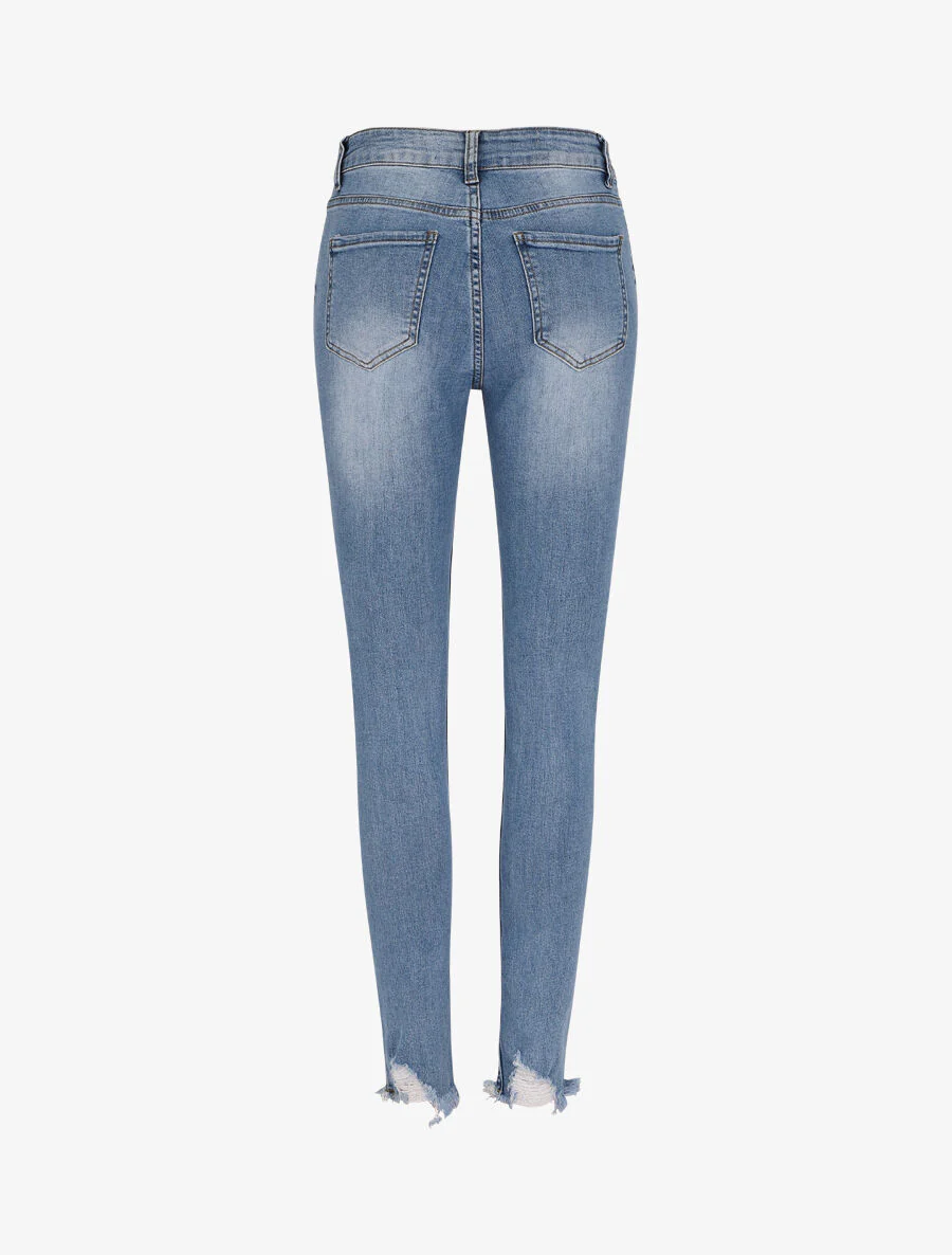 Skinny jeans met gescheurde randen en ruwe afwerking - Lichtblauw - Image 2