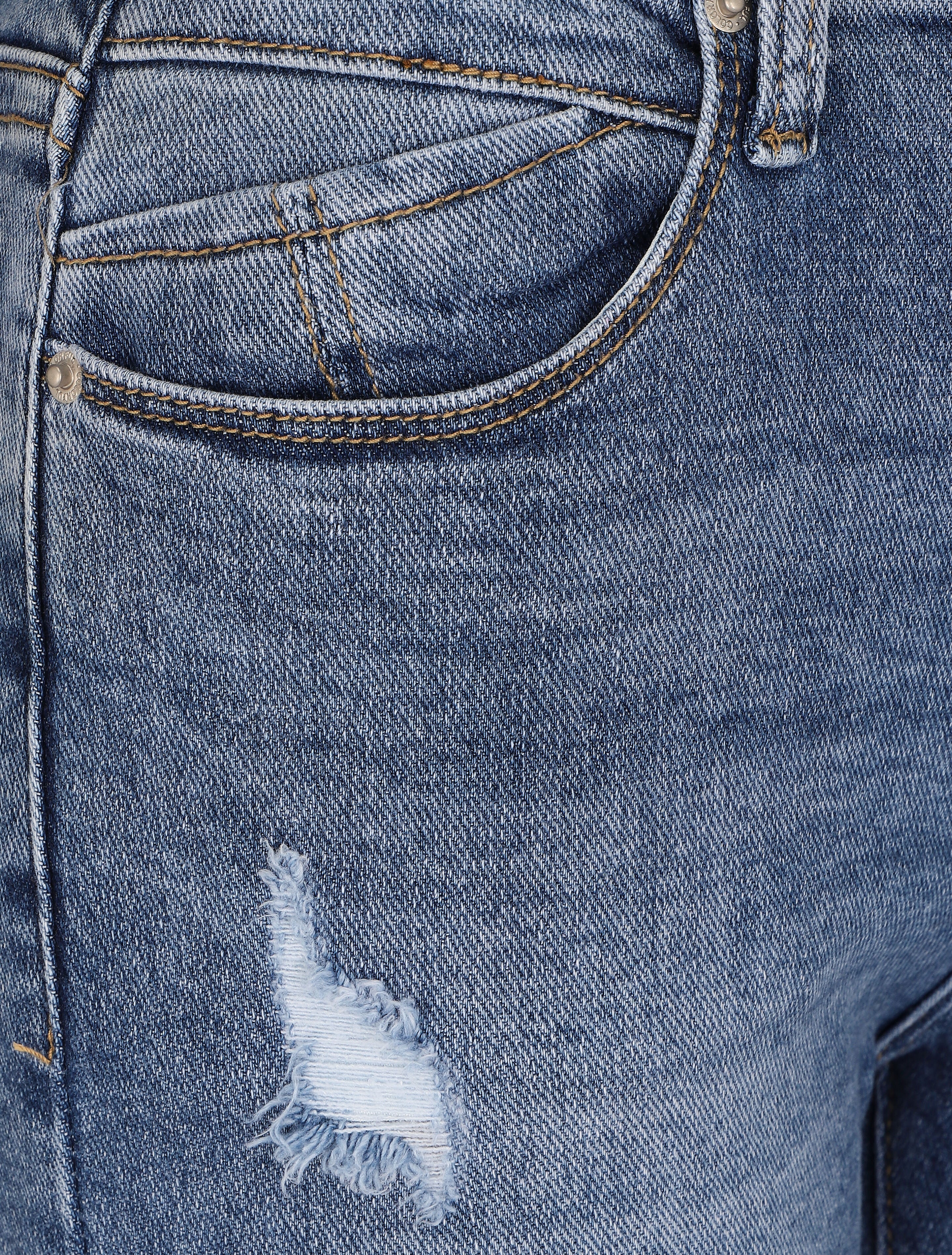 Skinny jeans met normale taille en scheuren - Blauw - Image 3