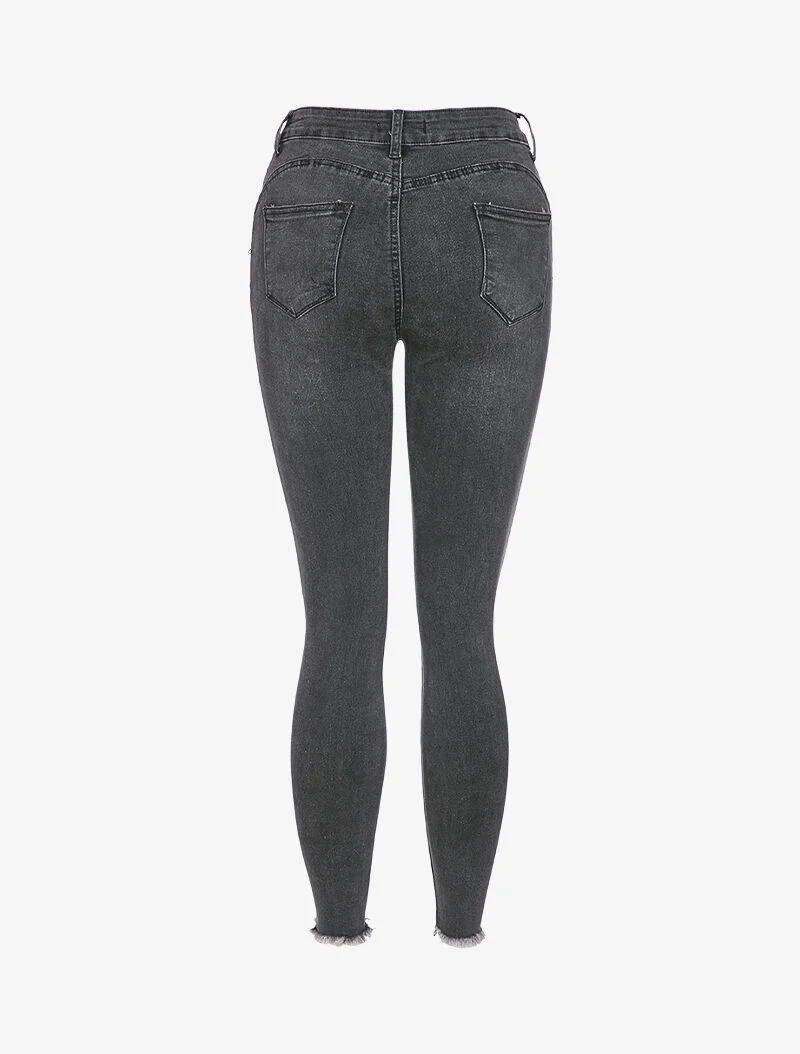 Skinny jeans met vervaagde randen en versleten effect - Antraciet - Image 2