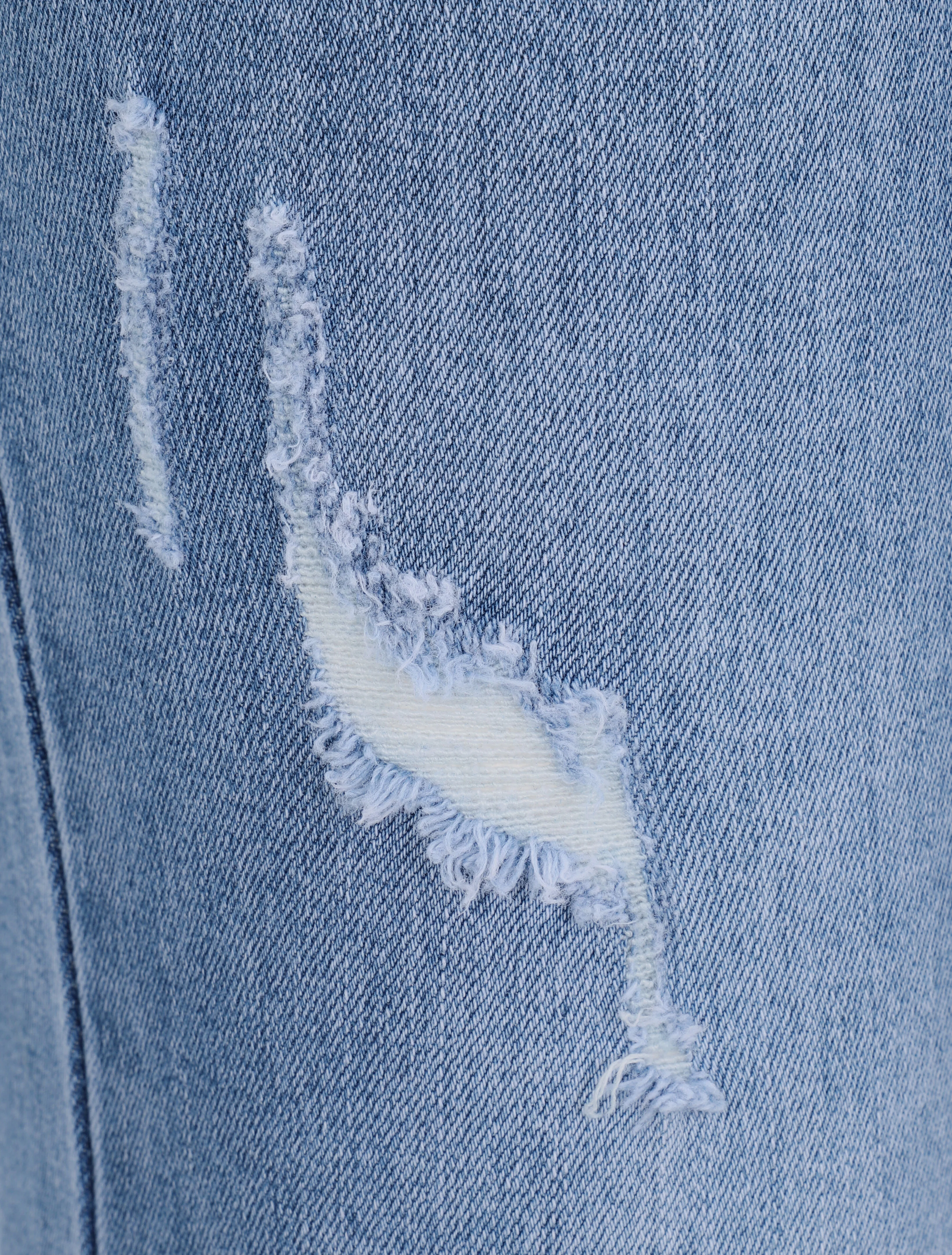 Skinny jeans met hoge taille en ruwe randen - Lichtblauw - Image 4