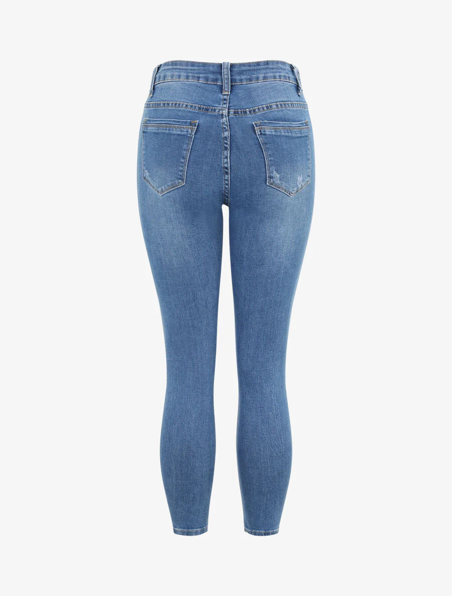 Skinny jeans met hoge taille en stretch - Blauw - Image 2