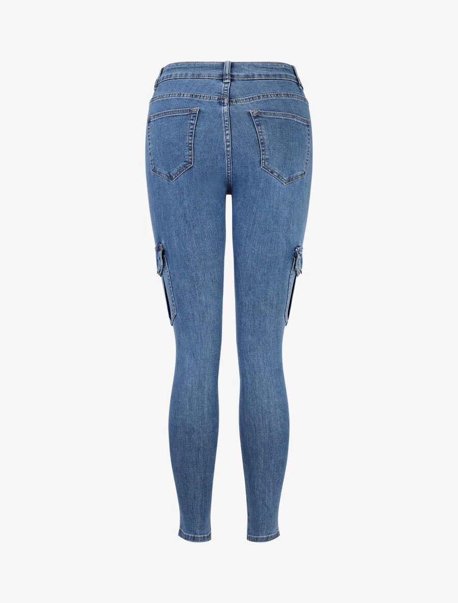 Skinny jeans in cargostijl - Blauw - Image 2