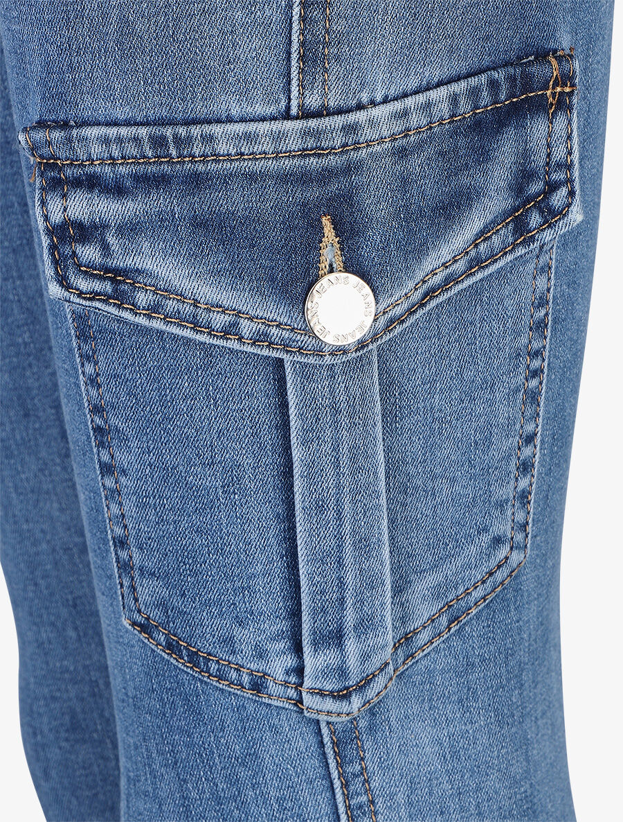 Skinny jeans in cargostijl - Blauw - Image 3
