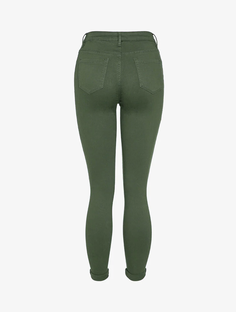 Skinny jeans in effen casual stijl - Kakigroen - Image 2