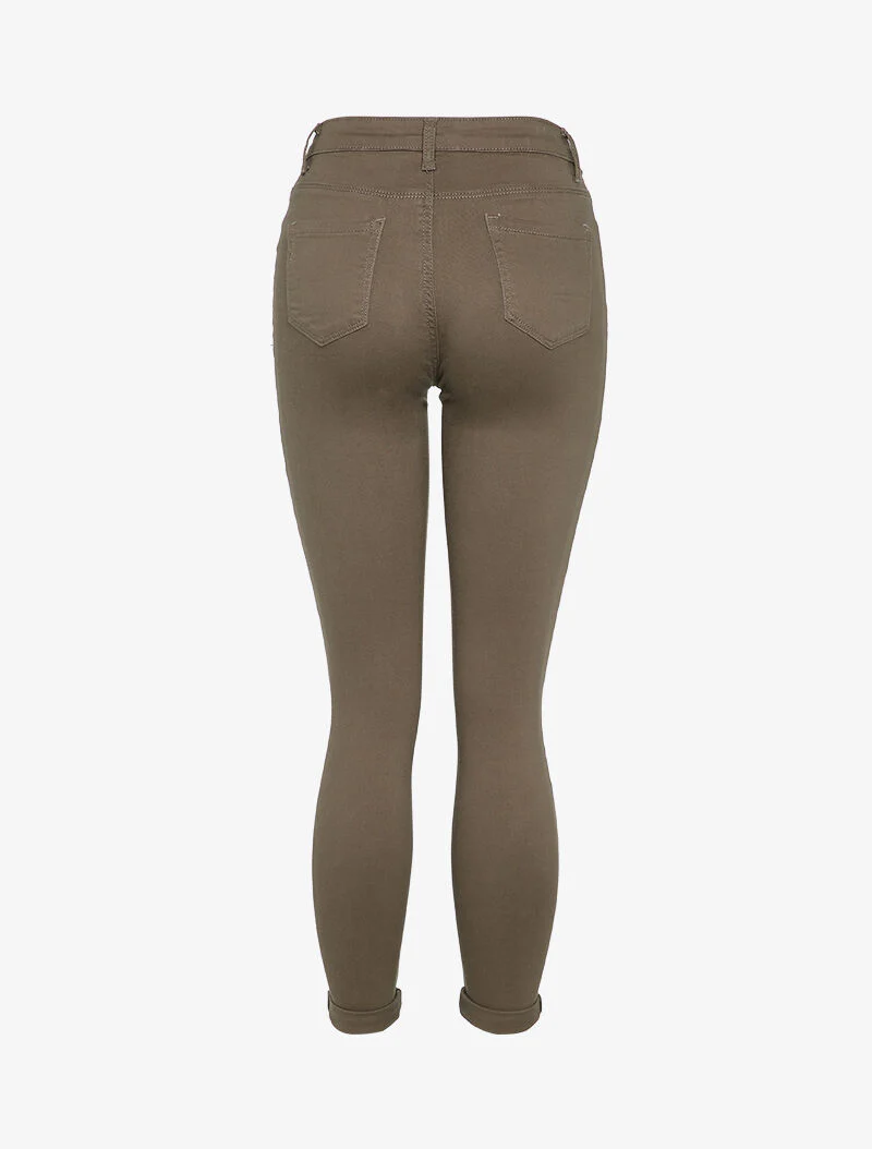 Skinny jeans in effen casual stijl - Taupe - Image 2