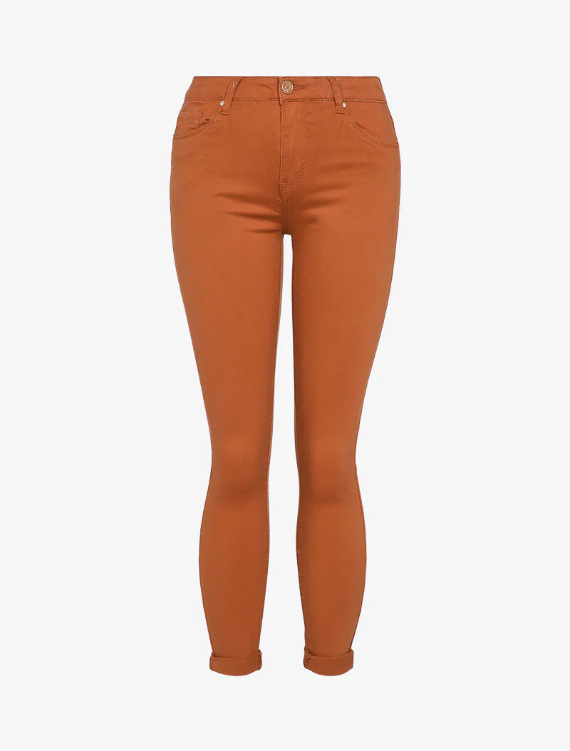 Skinny jeans in effen casual stijl - Roest
