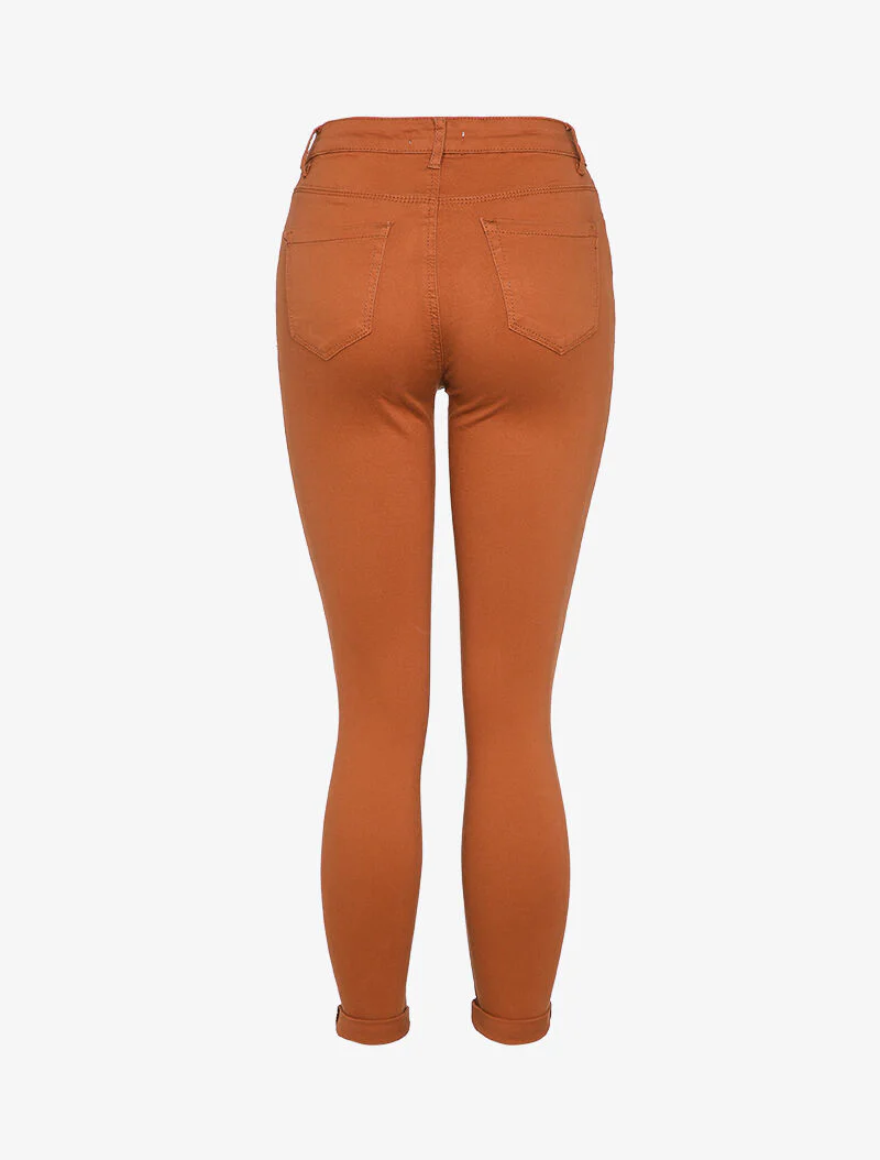 Skinny jeans in effen casual stijl - Roest - Image 2